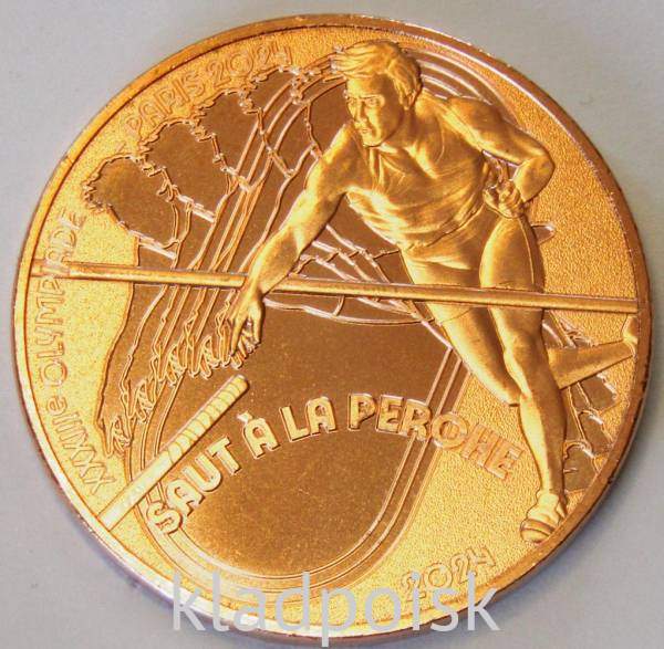 Монета 1/4 евро 2024 года Франция, Летние Олимпийские игры 2024 в Париже - Прыжки с шестом