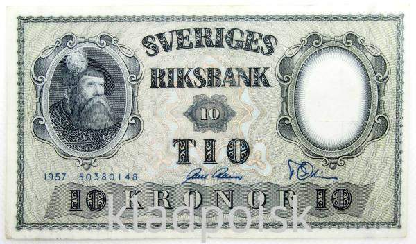 Банкнота 10 крон 1957 года Швеция