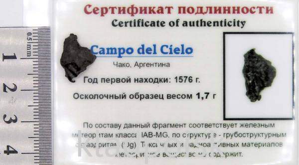 Осколок метеорита Campo del Cielo, арт 15