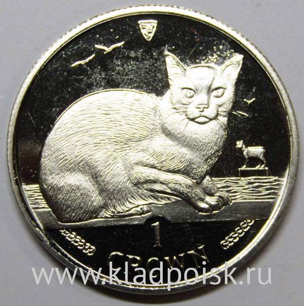 Монета 1 крона Остров Мэн, 1996, Бурманская кошка