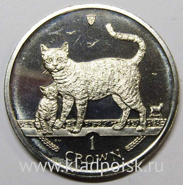 Монета 1 крона Остров Мэн, 2002, Бенгальская кошка