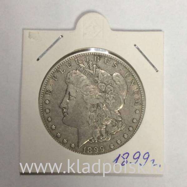 Монета 1 доллар Моргана США, Серебро 900 пр., 1899 год