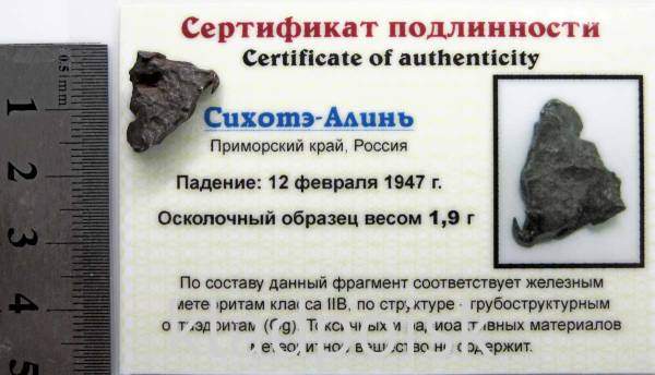 Осколок метеорита Сихотэ-Алинь арт 4 Осколок метеорита Сихотэ-Алинь арт 4
