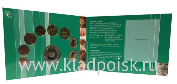 Годовой набор монет Германии 2003 года с жетоном 'Новорожденный' в буклете