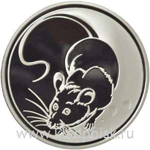 Монета 3 рубля Лунный календарь, Крыса 2008 – серебро Монета 3 рубля Лунный календарь, Крыса 2008 – серебро
