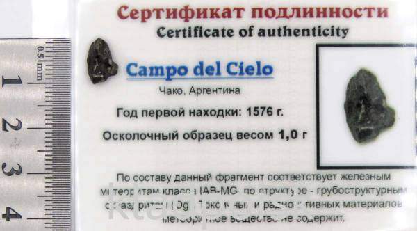 Осколок метеорита Campo del Cielo, арт 25