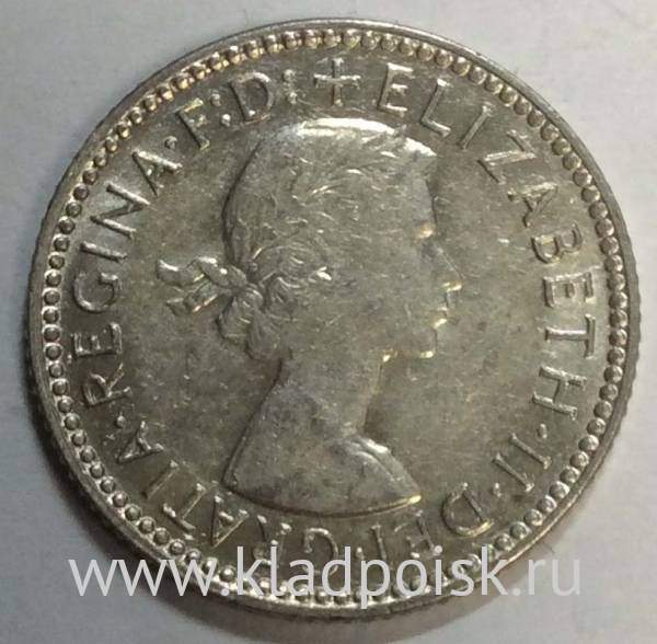 Монета 6 пенсов 1955 года Австралия Монета 6 пенсов 1955 года Австралия