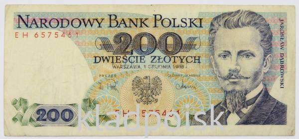 Банкнота 200 злотых 1988 года Польша