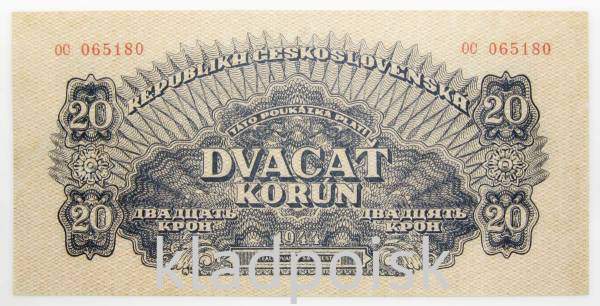 Банкнота 20 крон 1944 года Чехословакия
