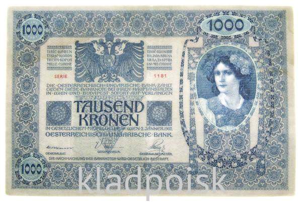 Банкнота 1000 крон 1902 года Австрия, арт 3