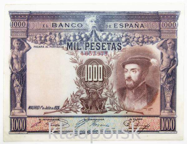 Банкнота 1000 песет 1925 года Испания Банкнота 1000 песет 1925 года Испания