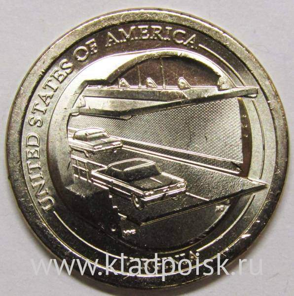 Монета 1 доллар США, Мост-тоннель через Чесапикский залив, серии Американские инновации (2021) P