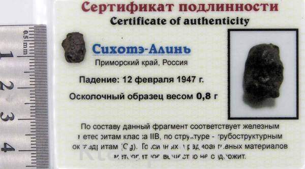Осколок метеорита Сихотэ-Алинь арт 44