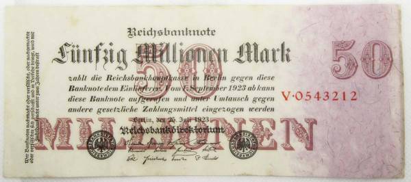 Банкнота 50 миллионов марок 1923 года - Веймарская Республика