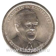 Монета 1 доллар США (2014) 32-ой Президент Франклин Рузвельт Монета 1 доллар США (2014) 32-ой Президент Франклин Рузвельт