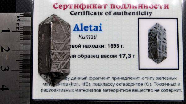 Ограненный осколок метеорита Aletai, арт 11