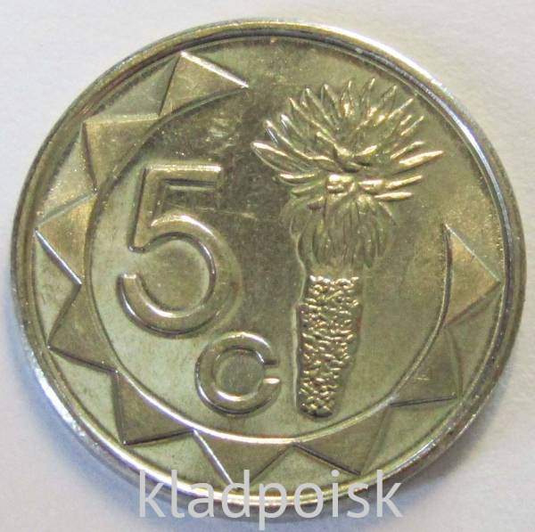 Монета Намибии 5 центов 2015 года
