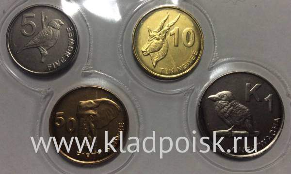 Набор регулярных монет Замбии 2012 года, 4 монеты