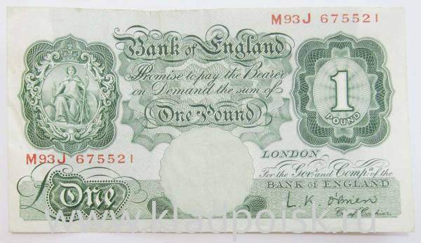 Банкнота 1 фунт 1948 года Банк Англии - Великобритания, арт 3 Банкнота 1 фунт 1948 года Банк Англии - Великобритания, арт 3