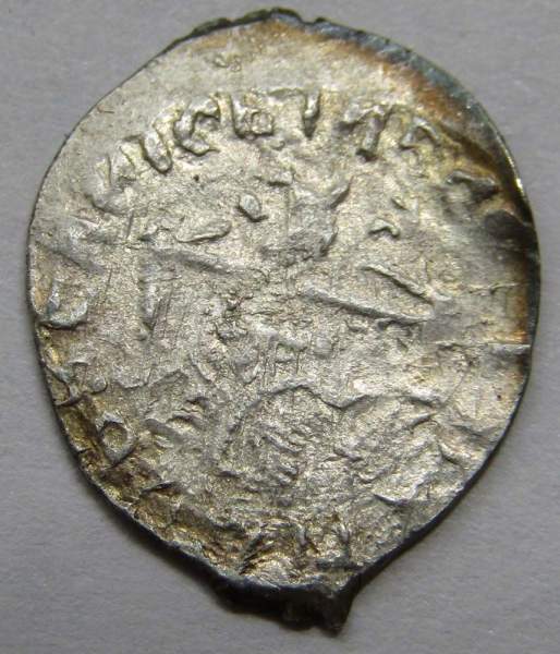 Денга Василий II Васильевич «Тёмный», серебро, Князь с отрубленной головой в руке/всадник с копьем, арт 4 Денга Василий II Васильевич «Тёмный», серебро, Князь с отрубленной головой в руке/всадник с копьем, арт 4