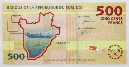 Банкнота 500 франков Бурунди 2018 года