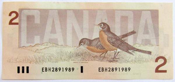 Банкнота 2 доллара 1986 Канада