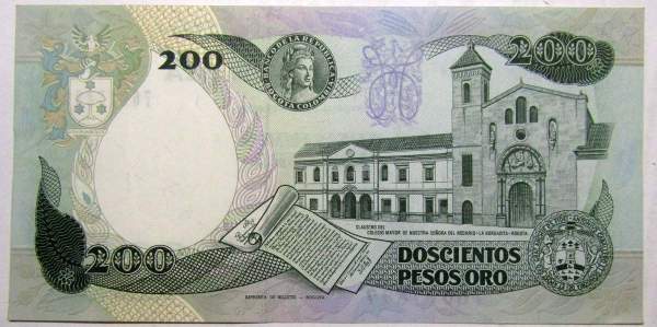 Банкнота 200 песо 1991 Колумбия Банкнота 200 песо 1991 Колумбия