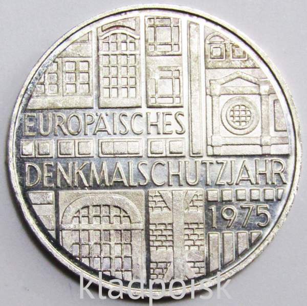 Монета 5 марок 1975 года Европейский год охраны памятников, арт 2 Монета 5 марок 1975 года Европейский год охраны памятников, арт 2