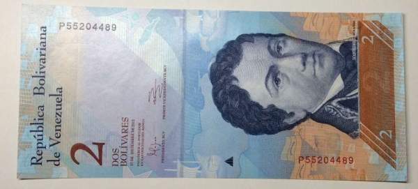 Банкнота Венесуэла 2 боливара 2012 года