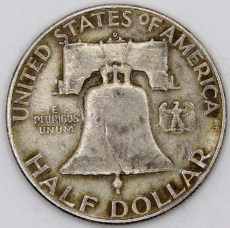 Монета 50 центов США Франклин, 1953 Серебро 900 пробы
