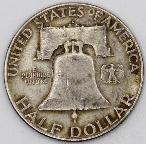 Монета 50 центов США Франклин, 1953 Серебро 900 пробы Монета 50 центов США Франклин, 1953 Серебро 900 пробы