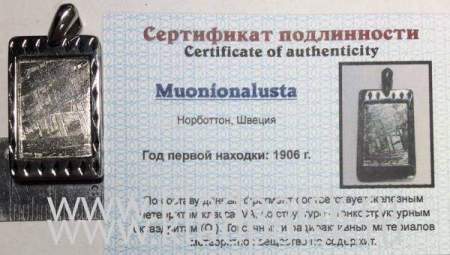 Подвеска из метеорита Муонионалуста (Muonionalusta) оправа из нержавеющей стали (арт 24) Подвеска из метеорита Муонионалуста (Muonionalusta) оправа из нержавеющей стали (арт 24)
