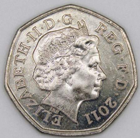 Памятная монета 50 пенсов 2011 года Голбол - Олимпийские и Паралимпийские игры в Лондоне