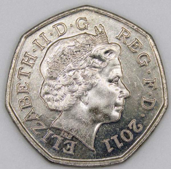 Памятная монета 50 пенсов 2011 года Голбол - Олимпийские и Паралимпийские игры в Лондоне