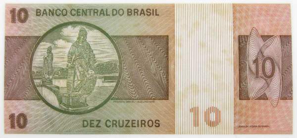 Банкнота Бразилия 10 крузейро 1979 года, арт 2