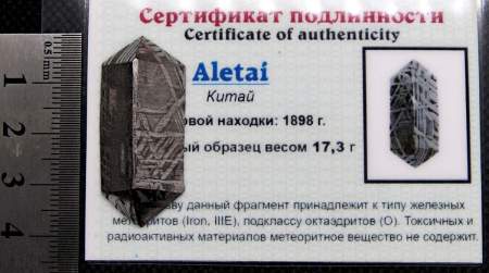 Ограненный осколок метеорита Aletai, арт 11