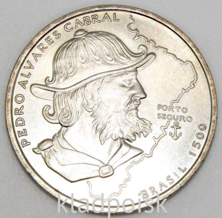 Монета 200 эскудо 1999 года, Португалия, 500 лет с момента высадки Педру Алвариша Кабрала в Бразилии