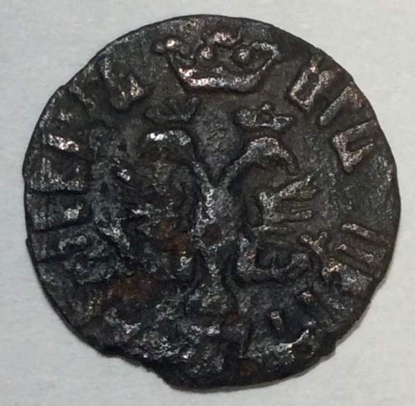 Монета полушка Российской Империи 1710 года (Петр I)