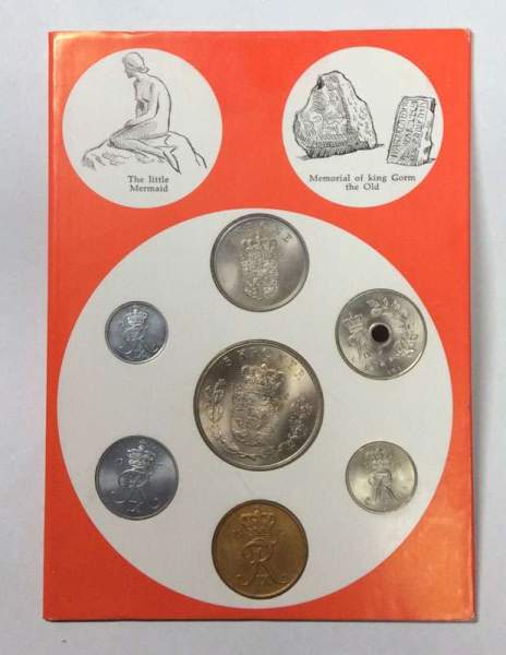 Годовой набор монет Дании 1972 года, 7 монет в буклете