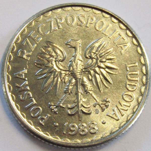Монета 1 злотый 1988 года Польша
