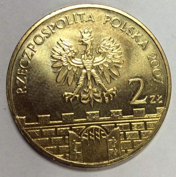 Монета 2 злотых Польша Город Бжег из серии Древние города Польши, 2007