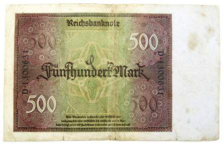 Банкнота 500 марок 1922 года - Германия