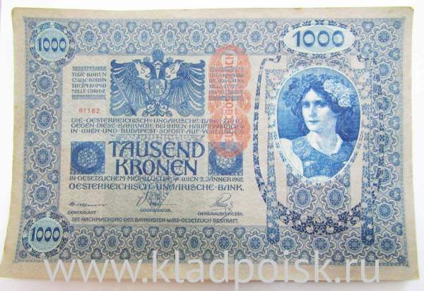 Банкнота 1000 крон 1902 года Австрия