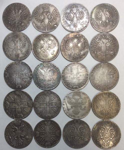 Набор копий рублевых монет Российской империи - 100 штук без повторов