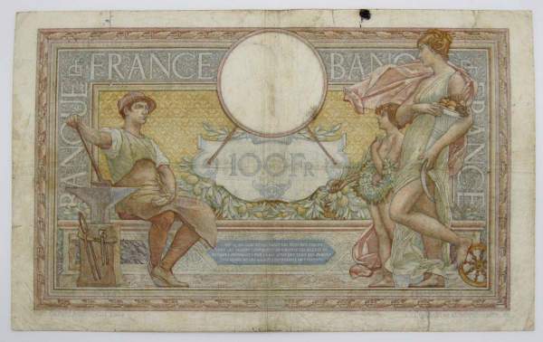 Банкнота 100 франков 1938 года Франция