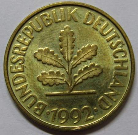Монета 10 пфеннигов Германия 1992 (A)