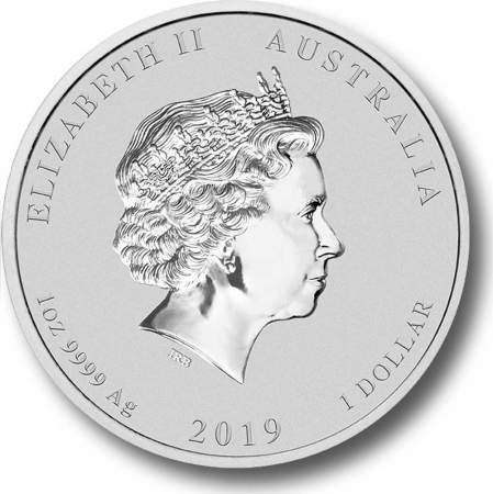 Монета 1 доллар Австралия 2019 Год свиньи, серебро Монета 1 доллар Австралия 2019 Год свиньи, серебро