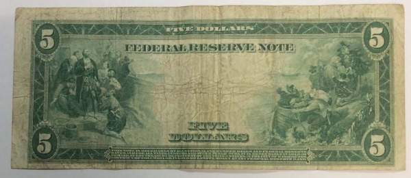 Банкнота 5 долларов США 1914 года