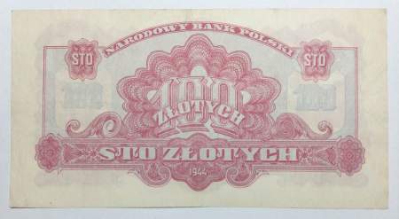 Банкнота 100 злотых 1944 года Польша