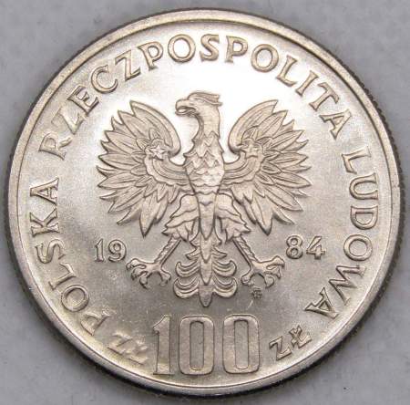 Монета 100 злотых Польша, 40 лет ПНР, 1984, арт 3